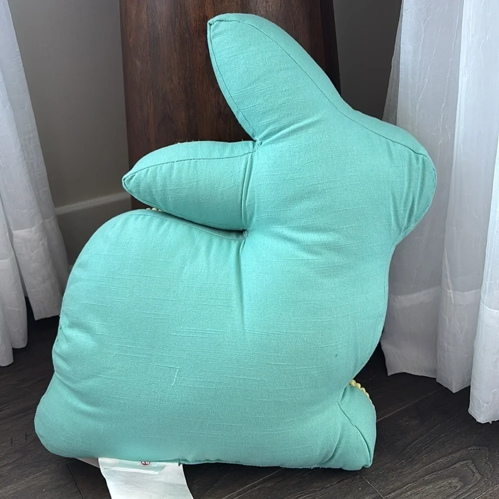 Bunny Shape Pastel Quilted Pom Pom trim throw decor pillow,Easter,Spring,rabbit